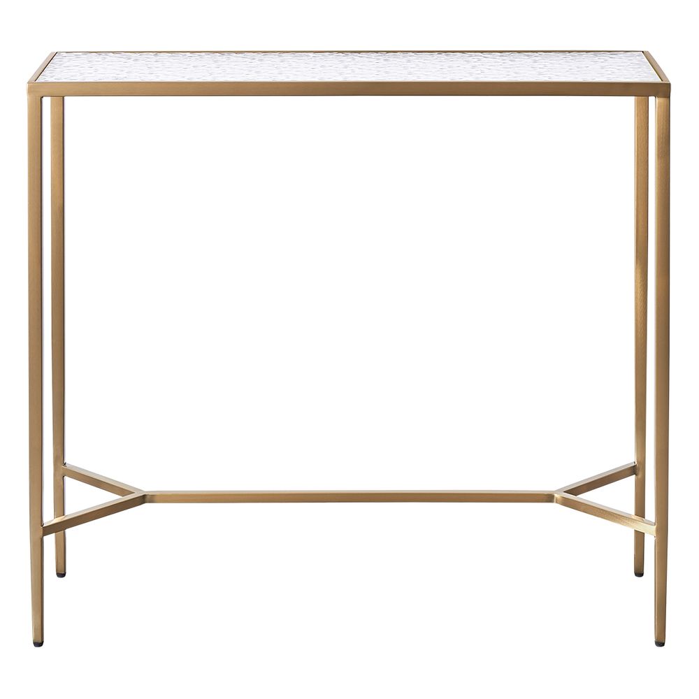 Chloe 90cm Rippled Glass Console Table - Gold