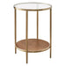 Chloe Glass and Timber Side Table - Gold