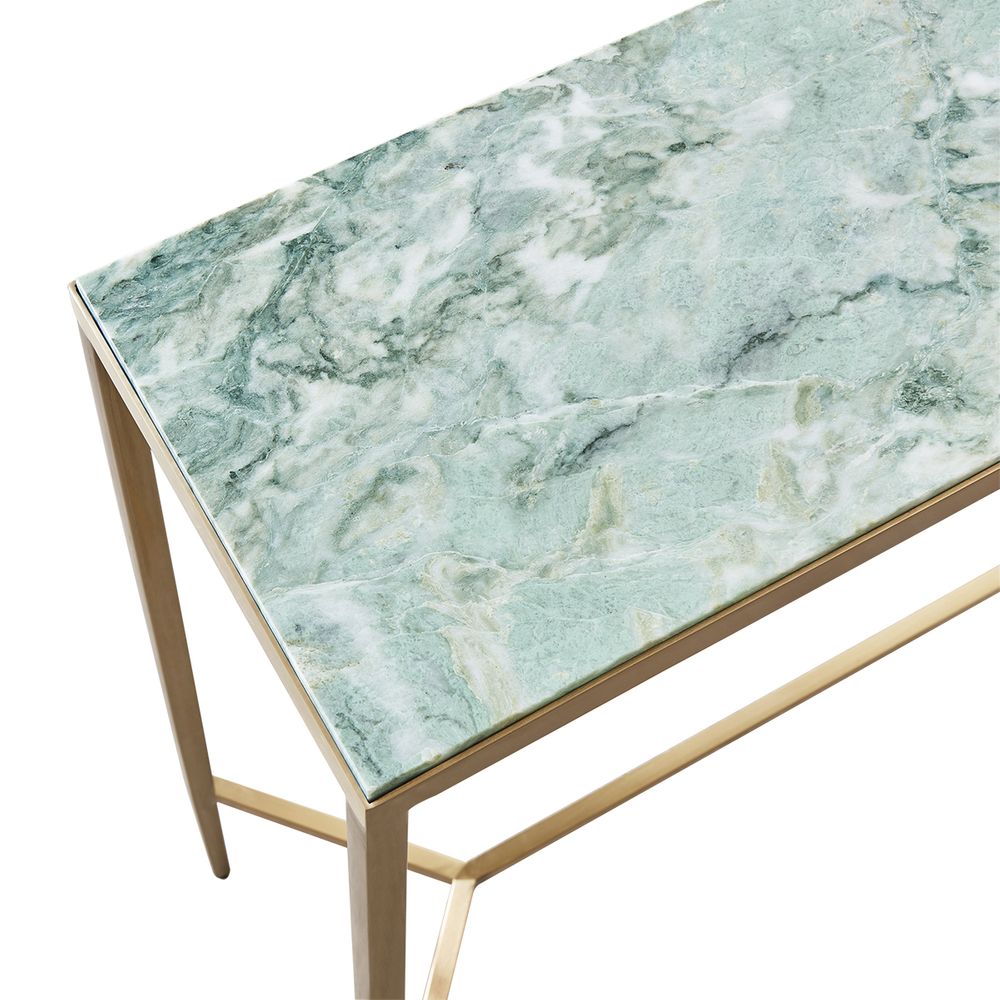 Chloe Dusty Jade Marble Console Table - Gold