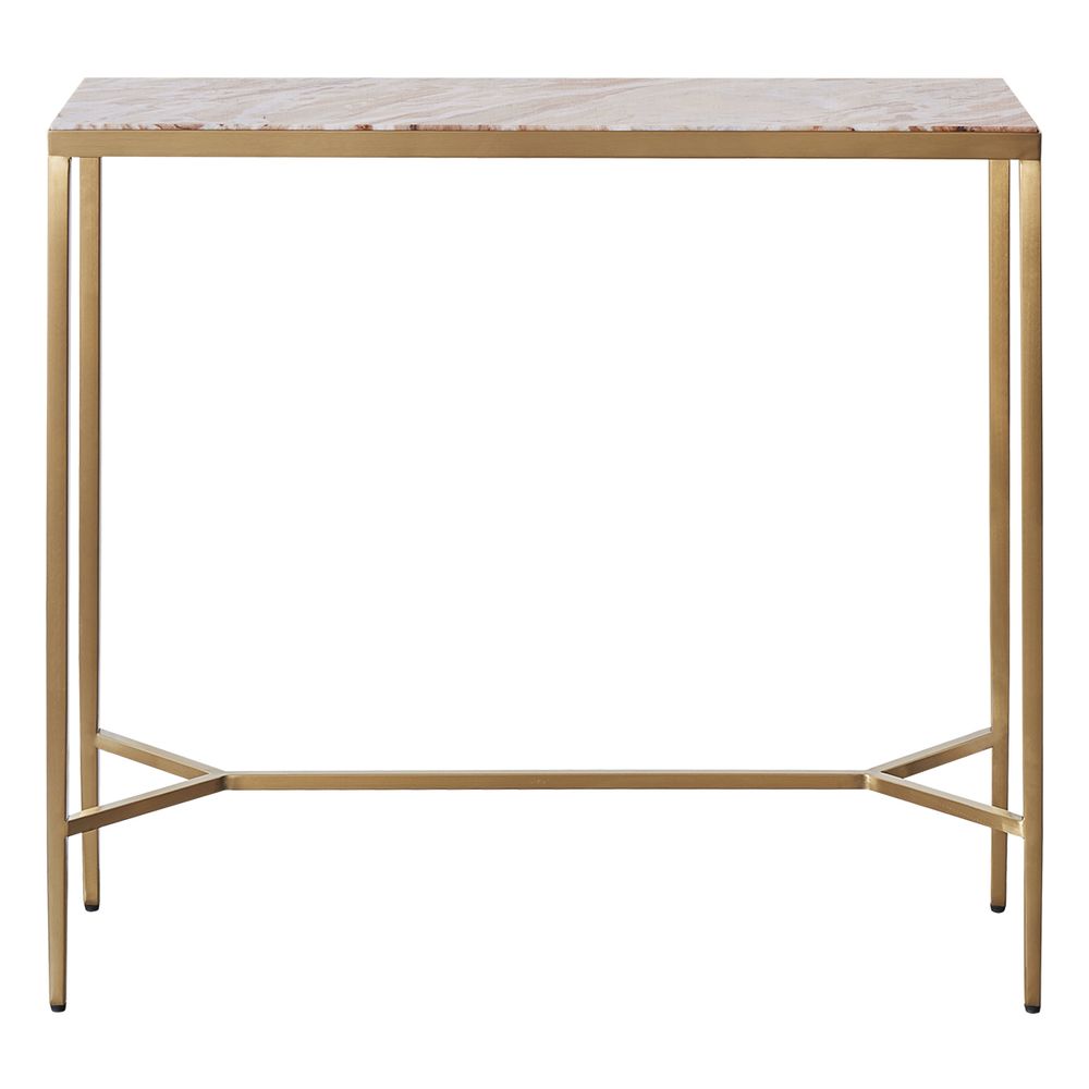 Chloe 90cm Pink Marble Console Table - Gold