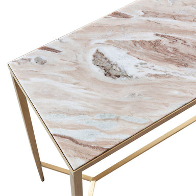 Chloe 110cm Pink Marble Console Table - Gold