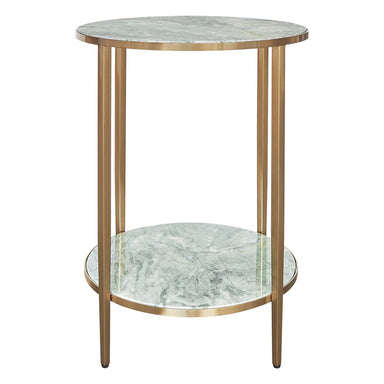 Chloe Dusty Jade Marble Side Table - Gold