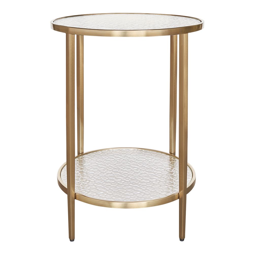 Chloe Rippled Glass Side Table - Gold