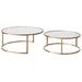 Chloe Rippled Glass Nesting Coffee Table - Gold