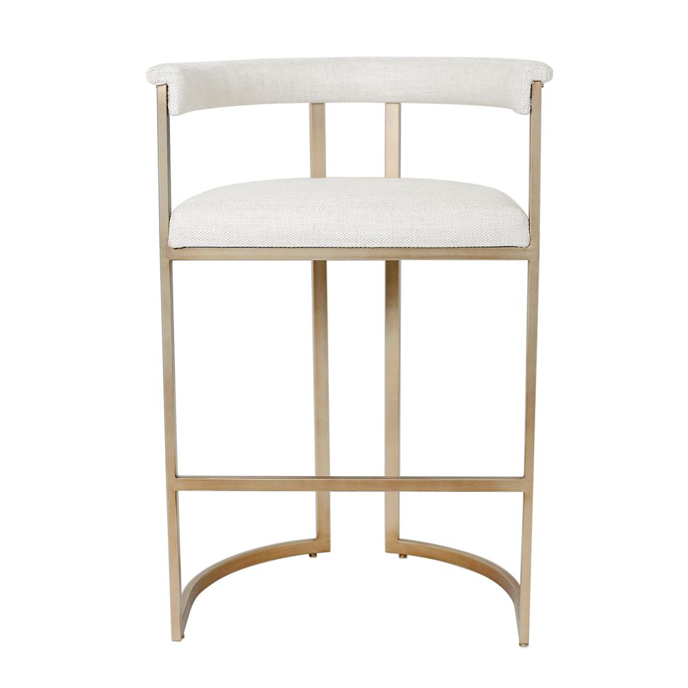 Dino Kitchen Stool with Upholstered Arms - Natural Linen