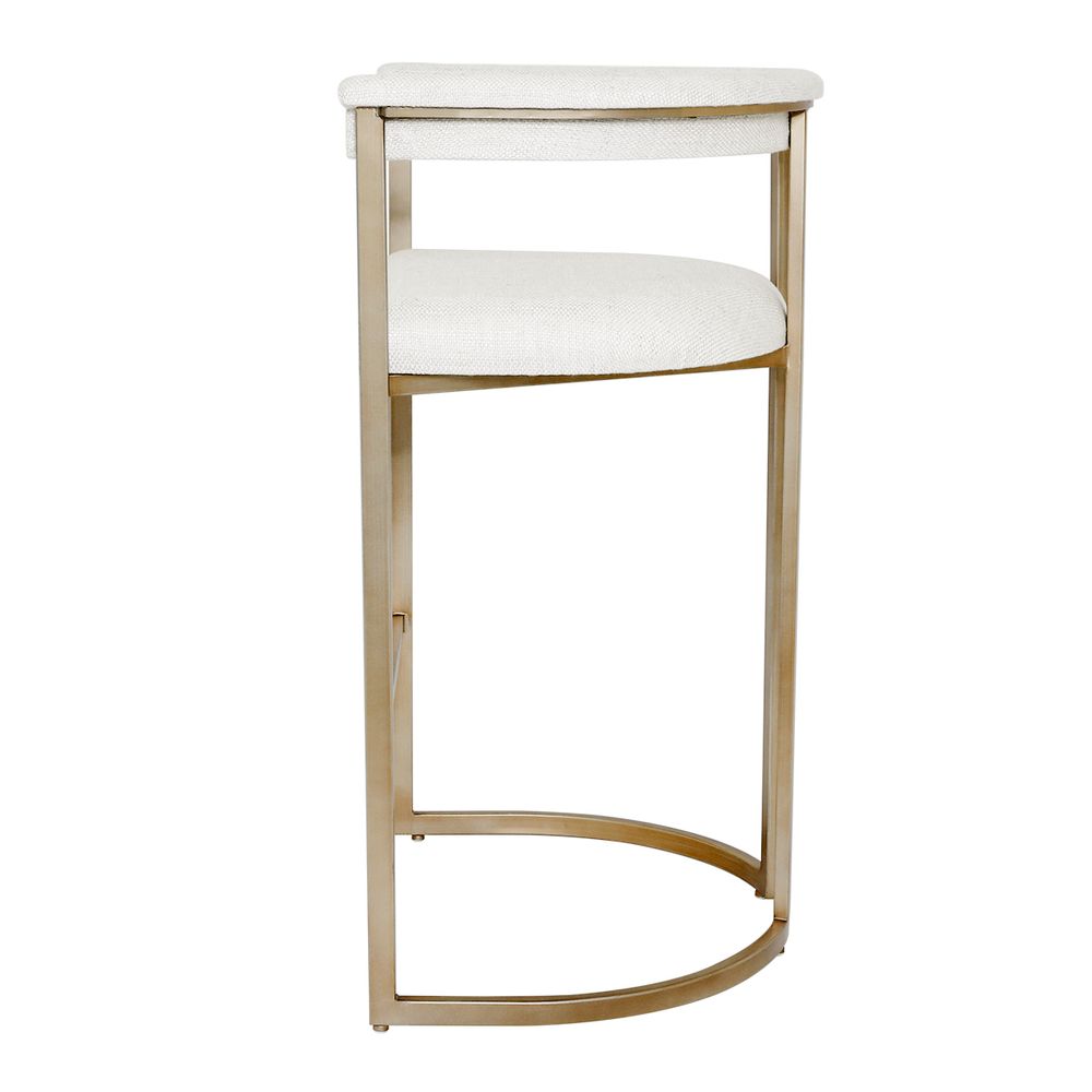 Dino Kitchen Stool with Upholstered Arms - Natural Linen