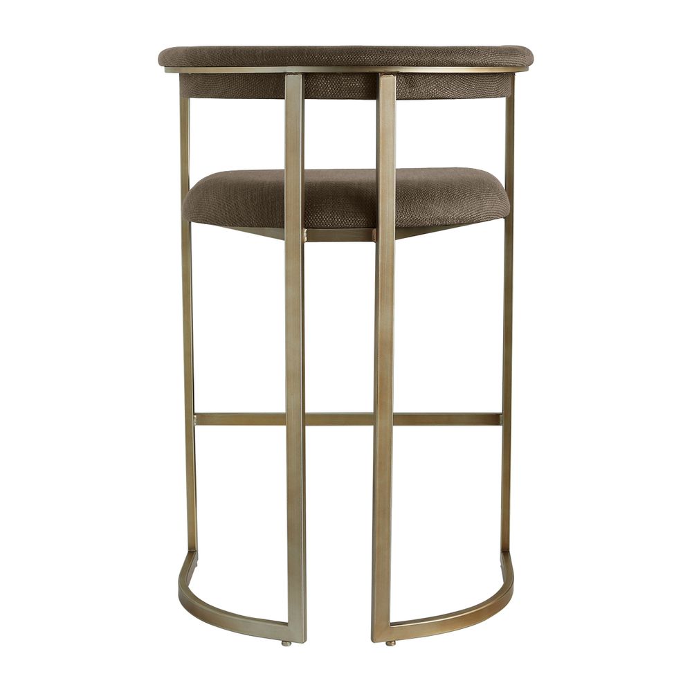 Dino Kitchen Stool with Upholstered Arms - Chocolate Linen