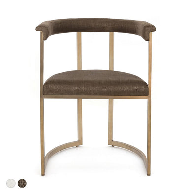 Dino Dining Chair with Upholstered Arms - Chocolate Linen