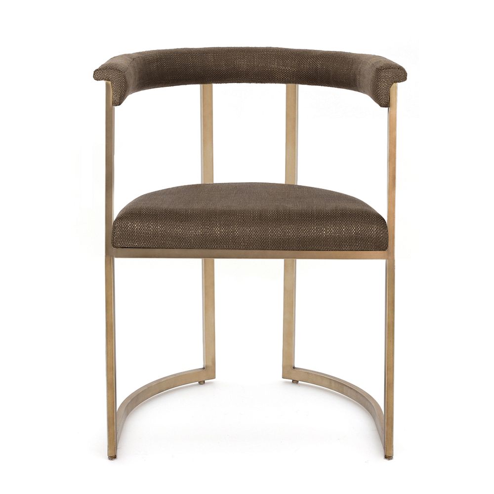 Dino Dining Chair with Upholstered Arms - Chocolate Linen