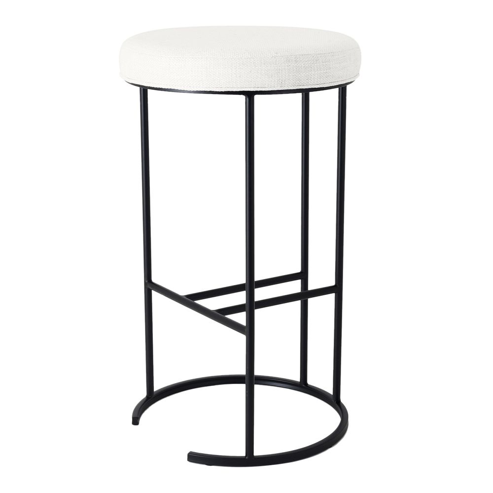 Blackley Black Iron Bar Stool - Natural Linen