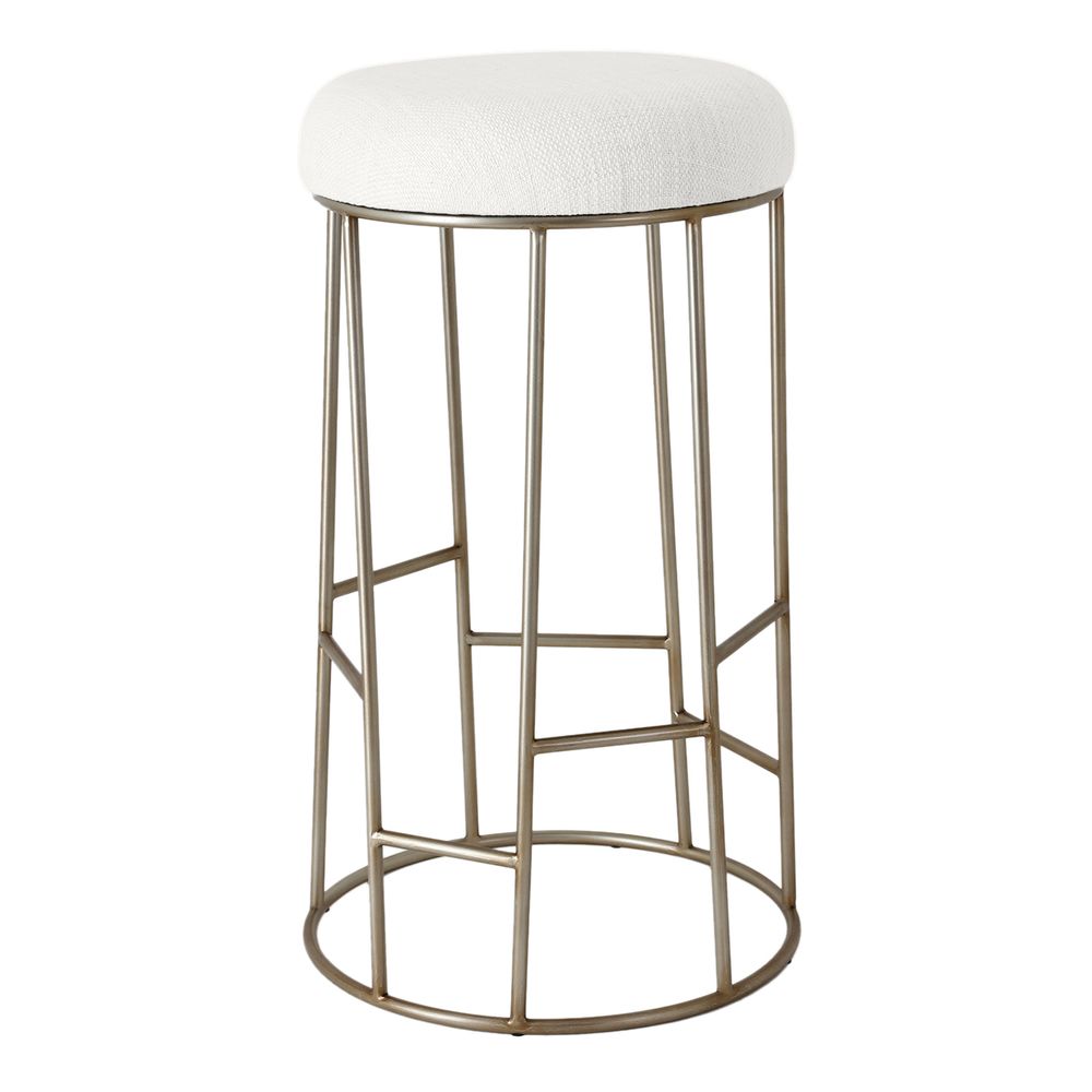 Aiden Gold Steel Bar Stool - Natural Linen