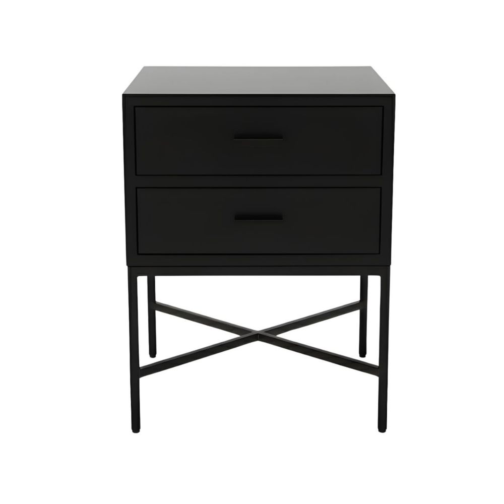 Nessa 2 Drawer Bedside Table - All Black