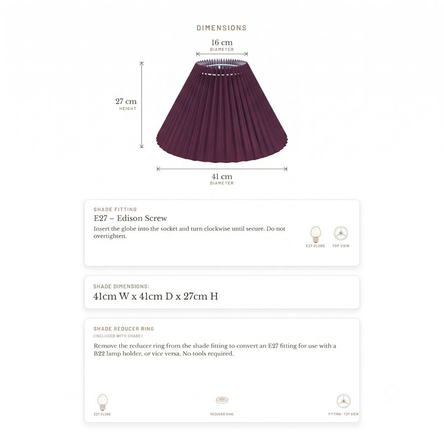 Anya Pleated Empire Shade - Medium Plum