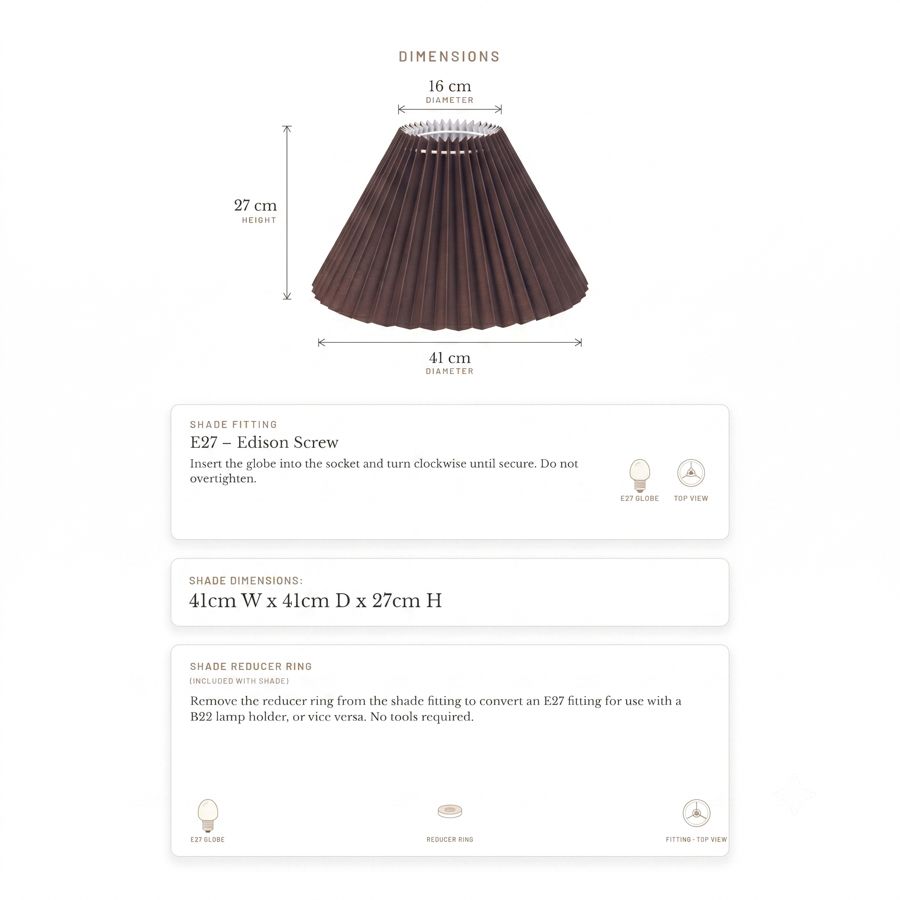 Anya Pleated Empire Shade - Medium Espresso