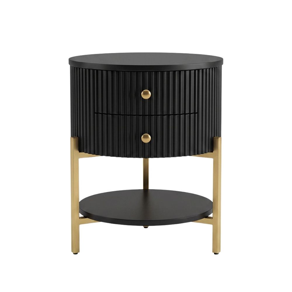 Aimee Round Bedside Table - Black