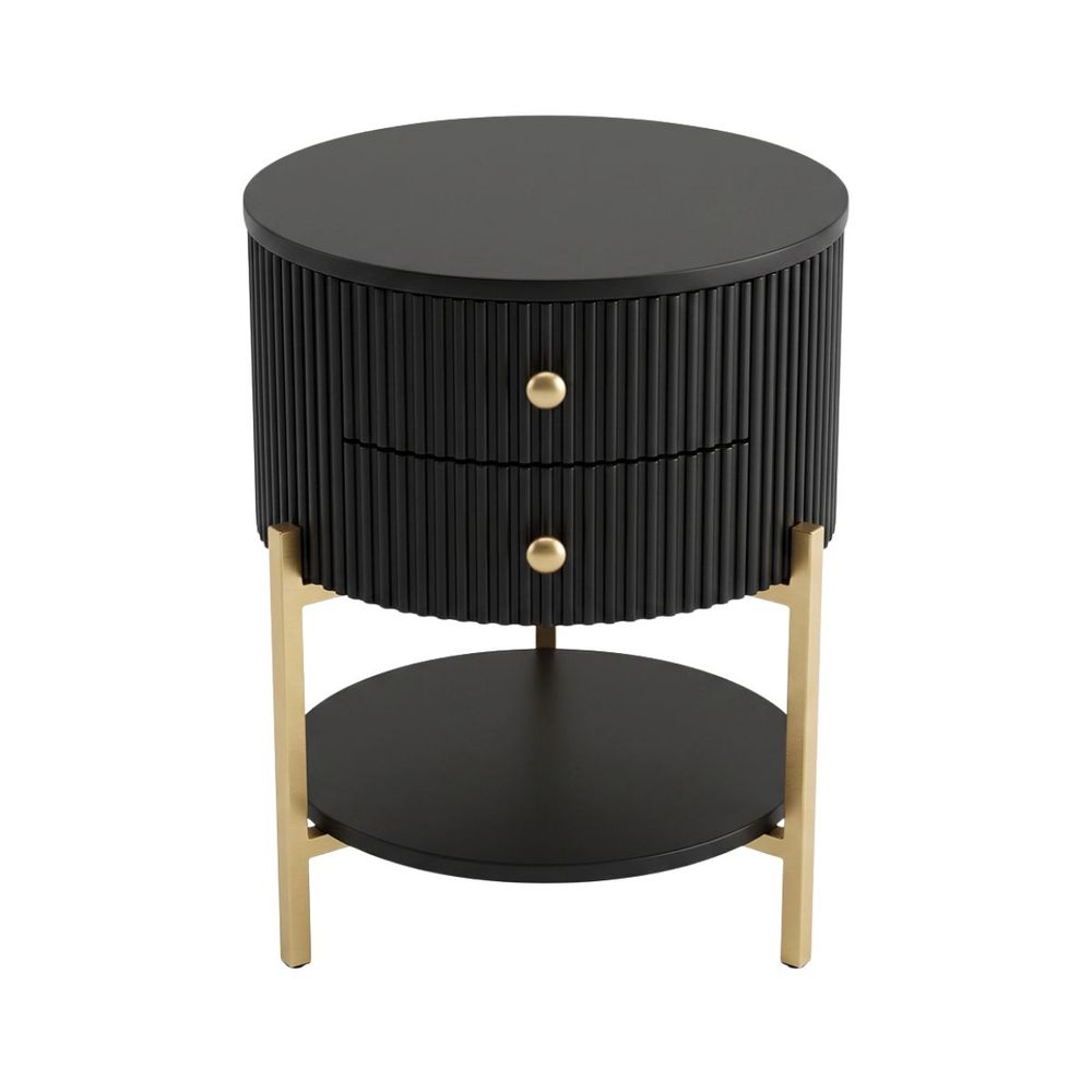 Aimee Round Bedside Table - Black