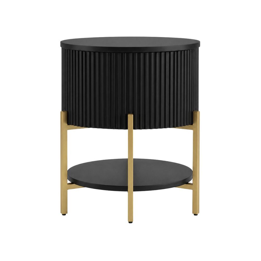 Aimee Round Bedside Table - Black