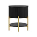 Aimee Round Bedside Table - Black
