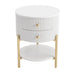 Aimee Round Bedside Table - White