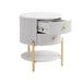 Aimee Round Bedside Table - White