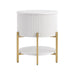 Aimee Round Bedside Table - White