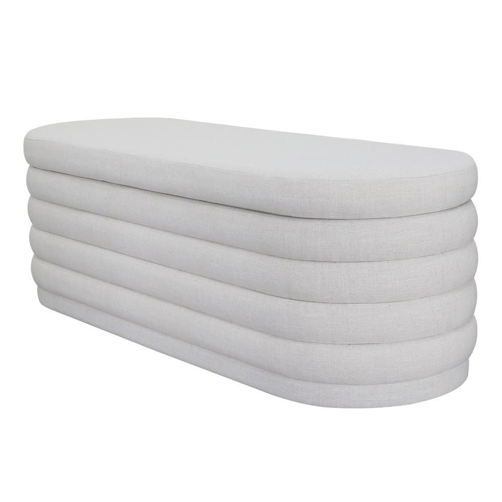 Demi Storage Bench Ottoman - Ecru Linen