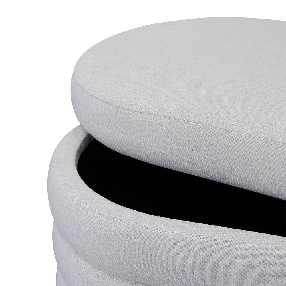 Demi Storage Bench Ottoman - Ecru Linen