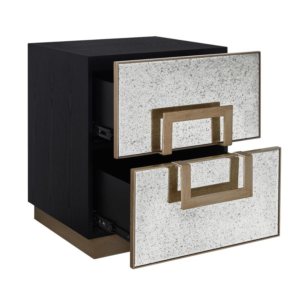 Mira Mirrored Bedside Table - Antique Gold