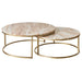 Chloe Pink Marble Nesting Coffee Table - Gold