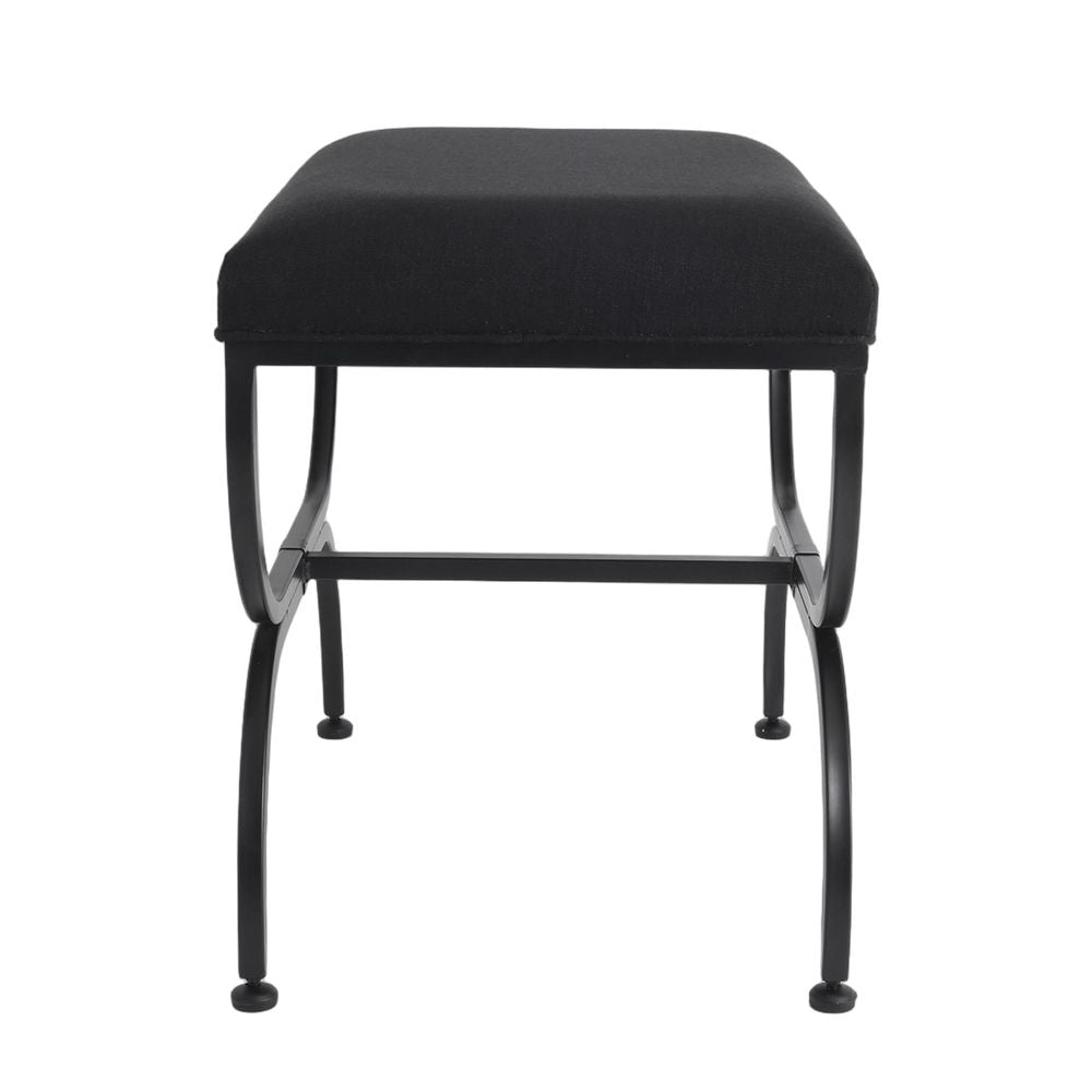 Novak Black Iron Stool - Black Linen