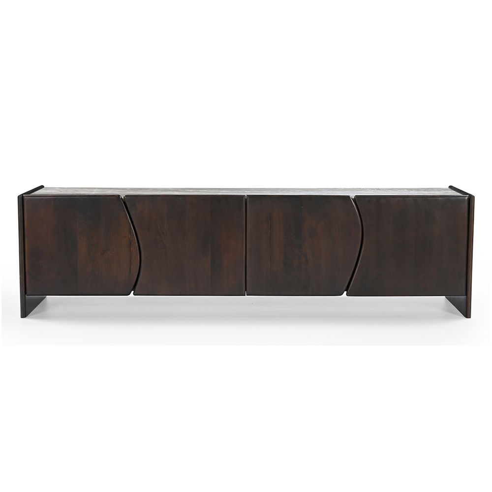 Edwin River Brown Marble Entertainment Unit - Dark Walnut