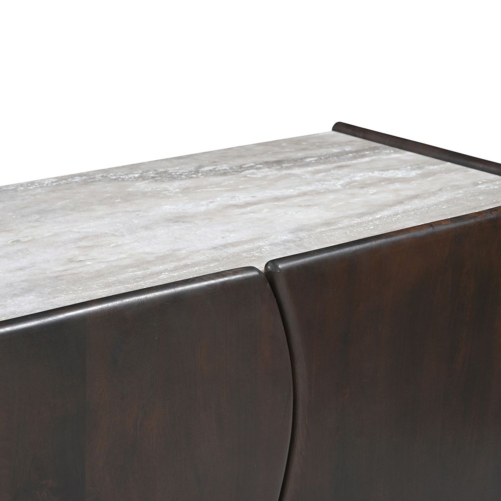 Edwin River Brown Marble Entertainment Unit - Dark Walnut