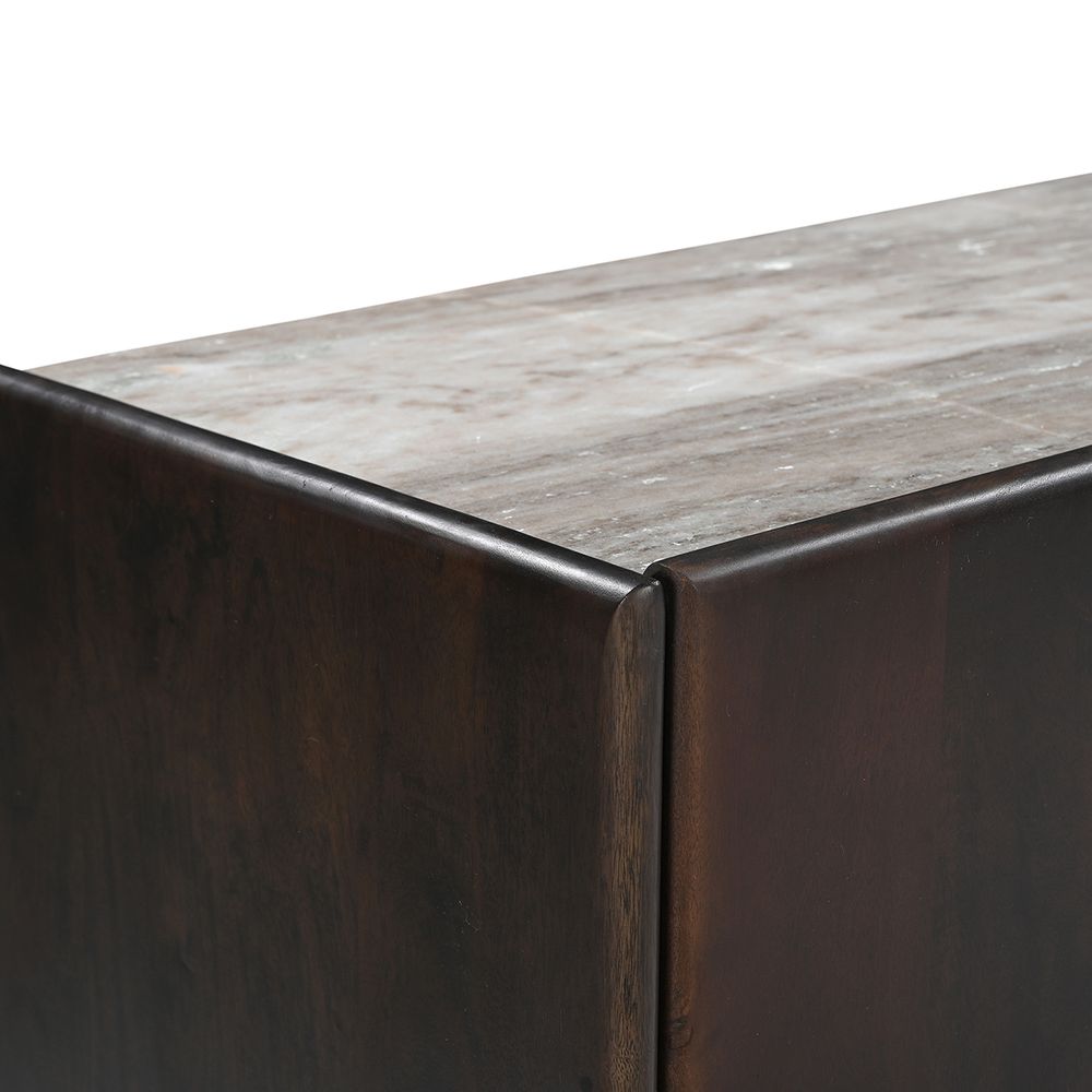 Edwin River Brown Marble Entertainment Unit - Dark Walnut
