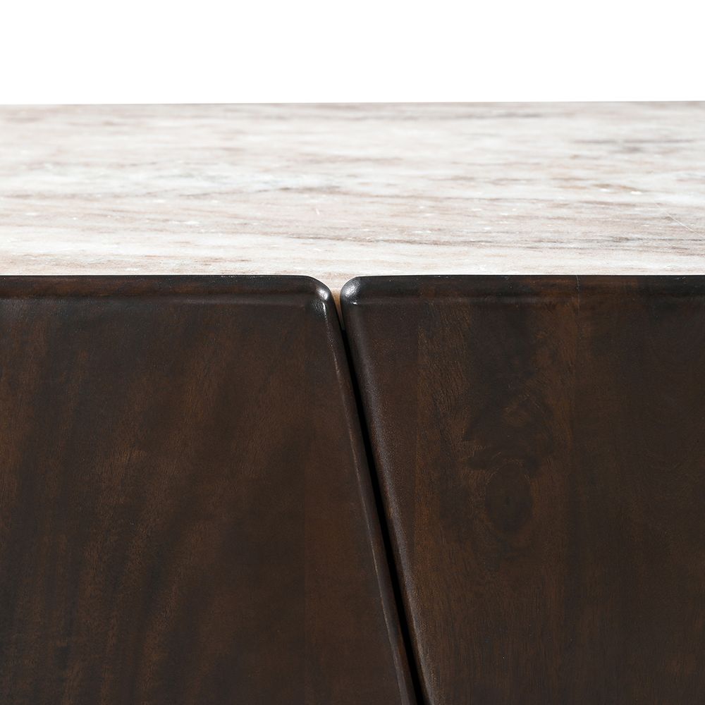 Edwin River Brown Marble Buffet - Dark Walnut