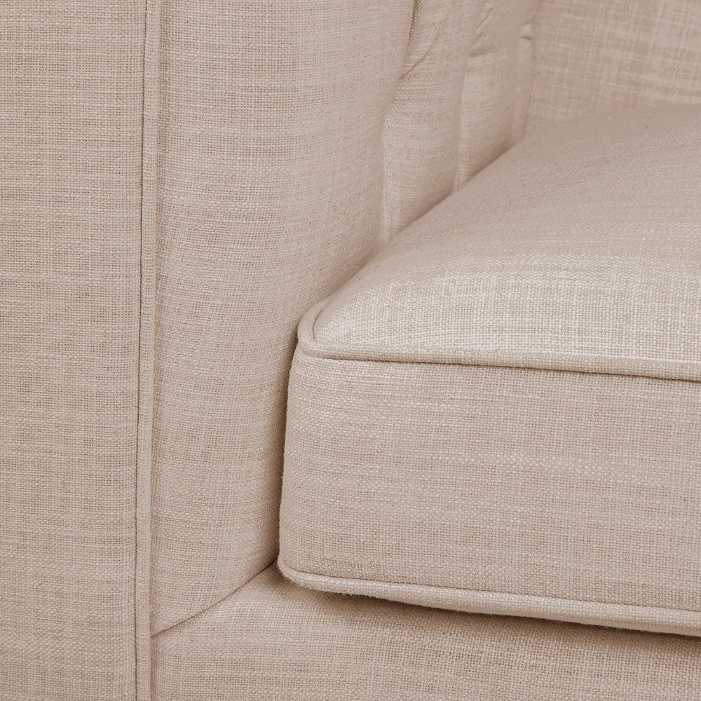 Tuxedo 3 Seater Tufted Sofa - Fawn Linen