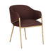 Heston Brass Dining Chair with Arms - Chocolate Linen