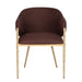 Heston Brass Dining Chair with Arms - Chocolate Linen