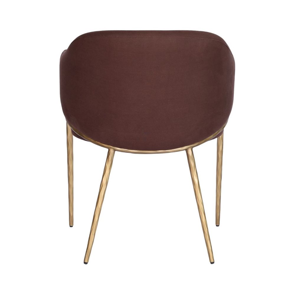 Heston Brass Dining Chair with Arms - Chocolate Linen