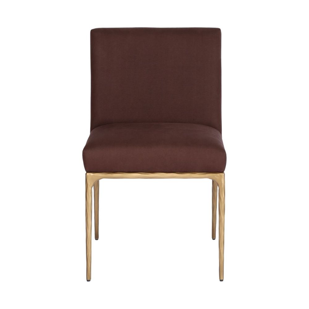 Heston Brass Dining Chair - Chocolate Linen