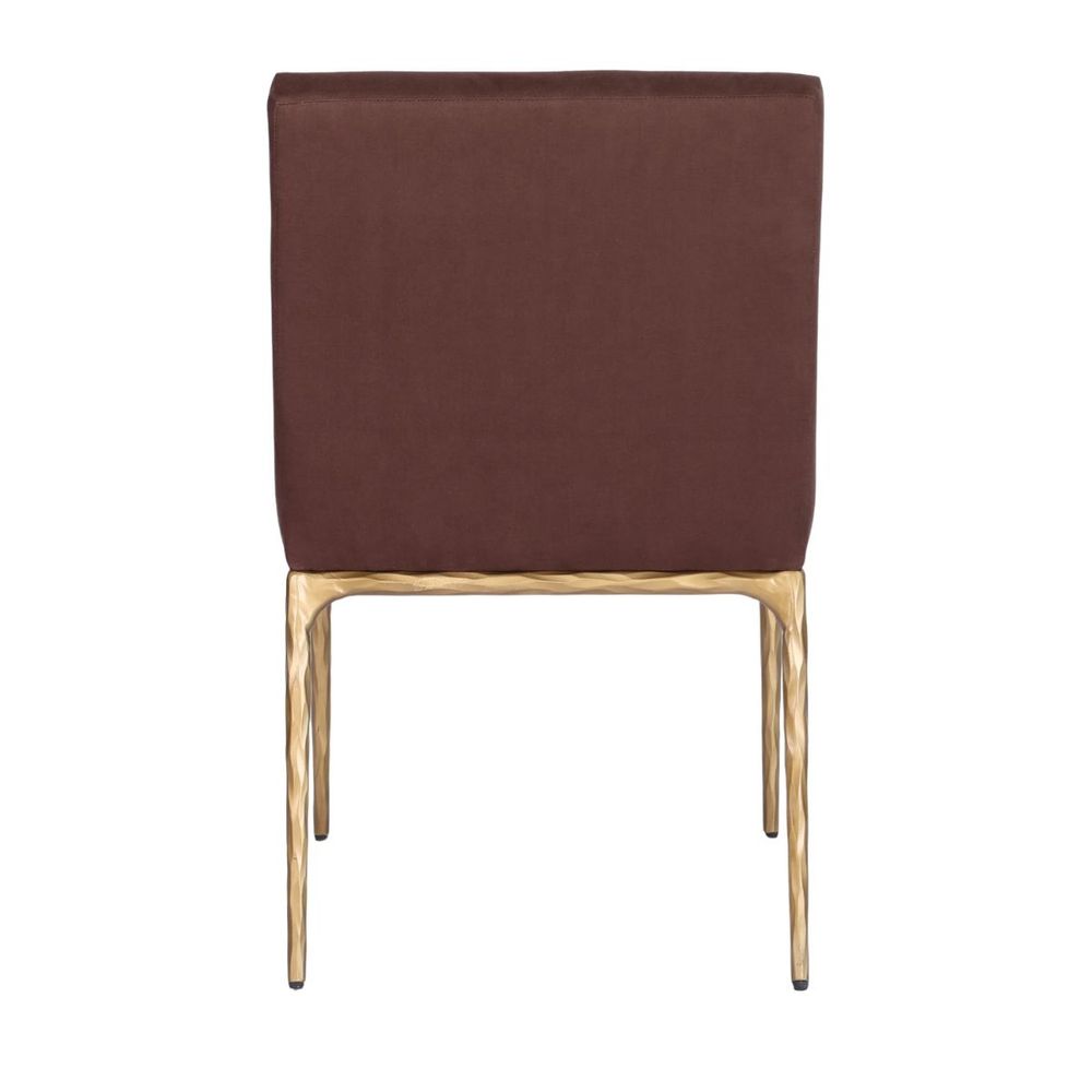 Heston Brass Dining Chair - Chocolate Linen