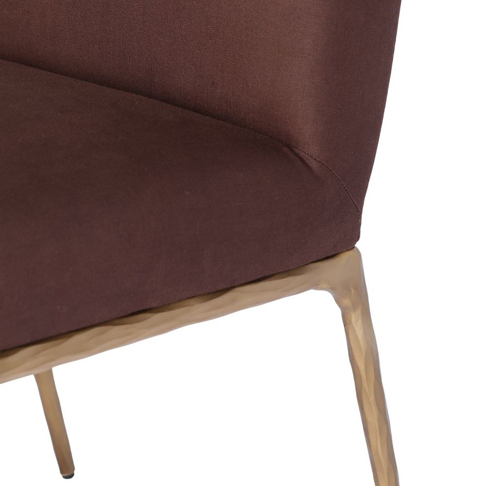 Heston Brass Dining Chair - Chocolate Linen