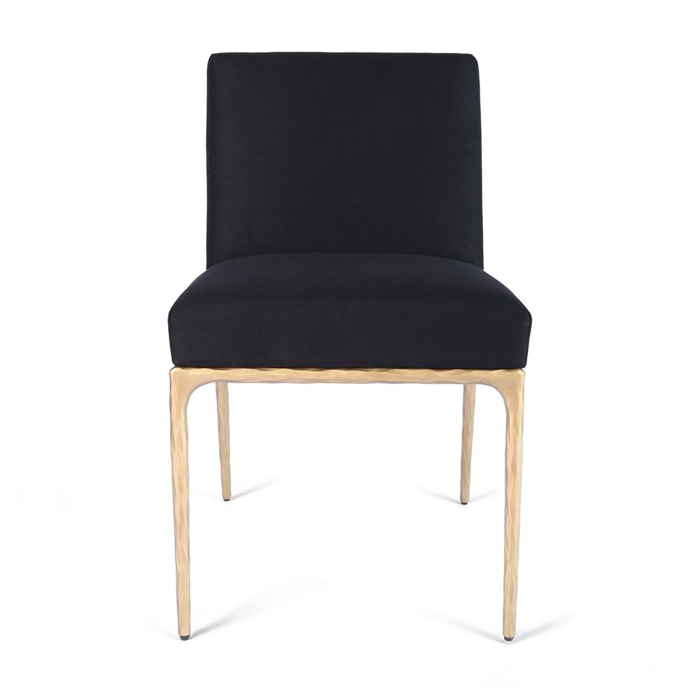 Heston Brass Dining Chair - Black Linen