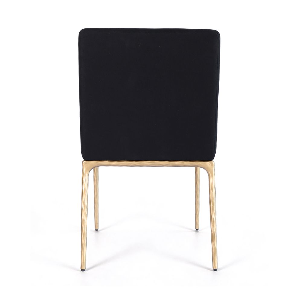 Heston Brass Dining Chair - Black Linen