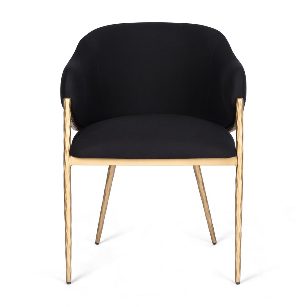 Heston Brass Dining Chair with Arms - Black Linen