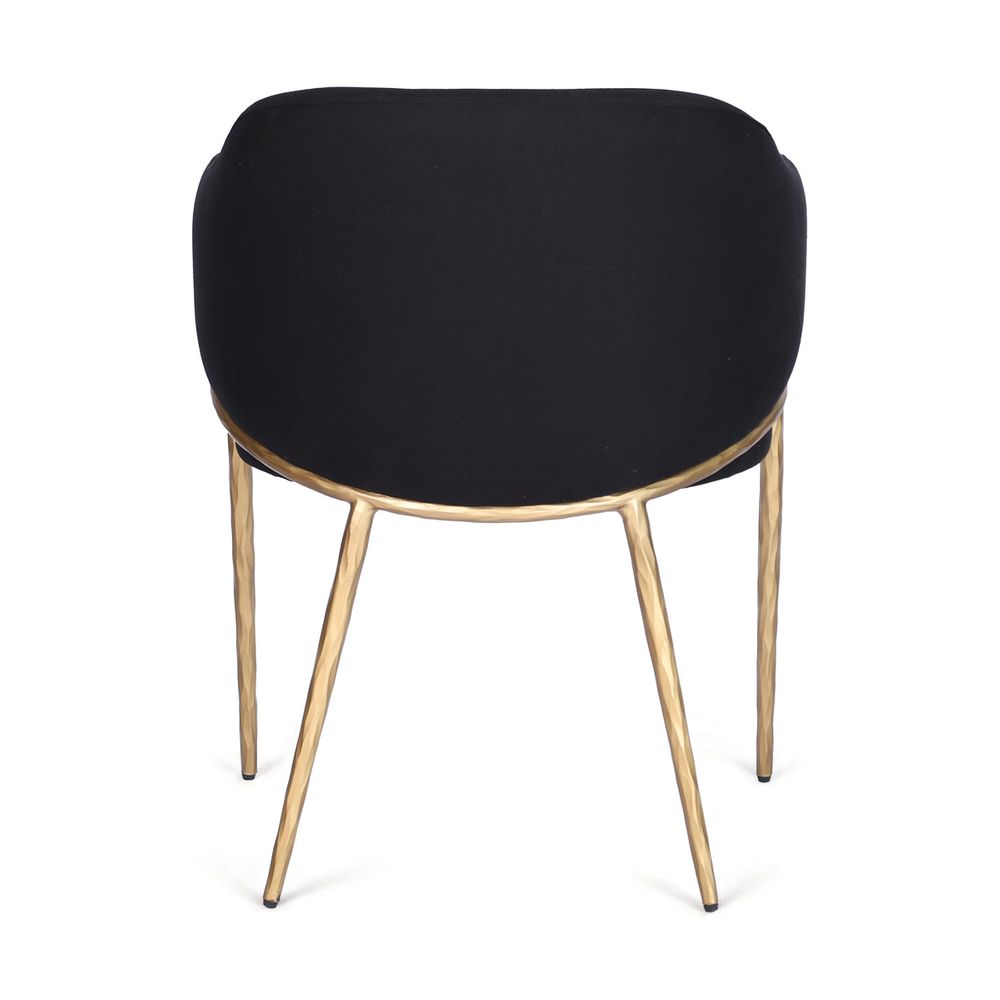 Heston Brass Dining Chair with Arms - Black Linen
