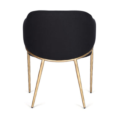 Heston Brass Dining Chair with Arms - Black Linen