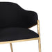 Heston Brass Dining Chair with Arms - Black Linen