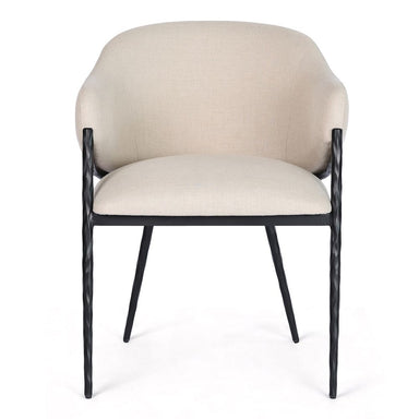 Heston Black Dining Chair with Arms - Natural Linen