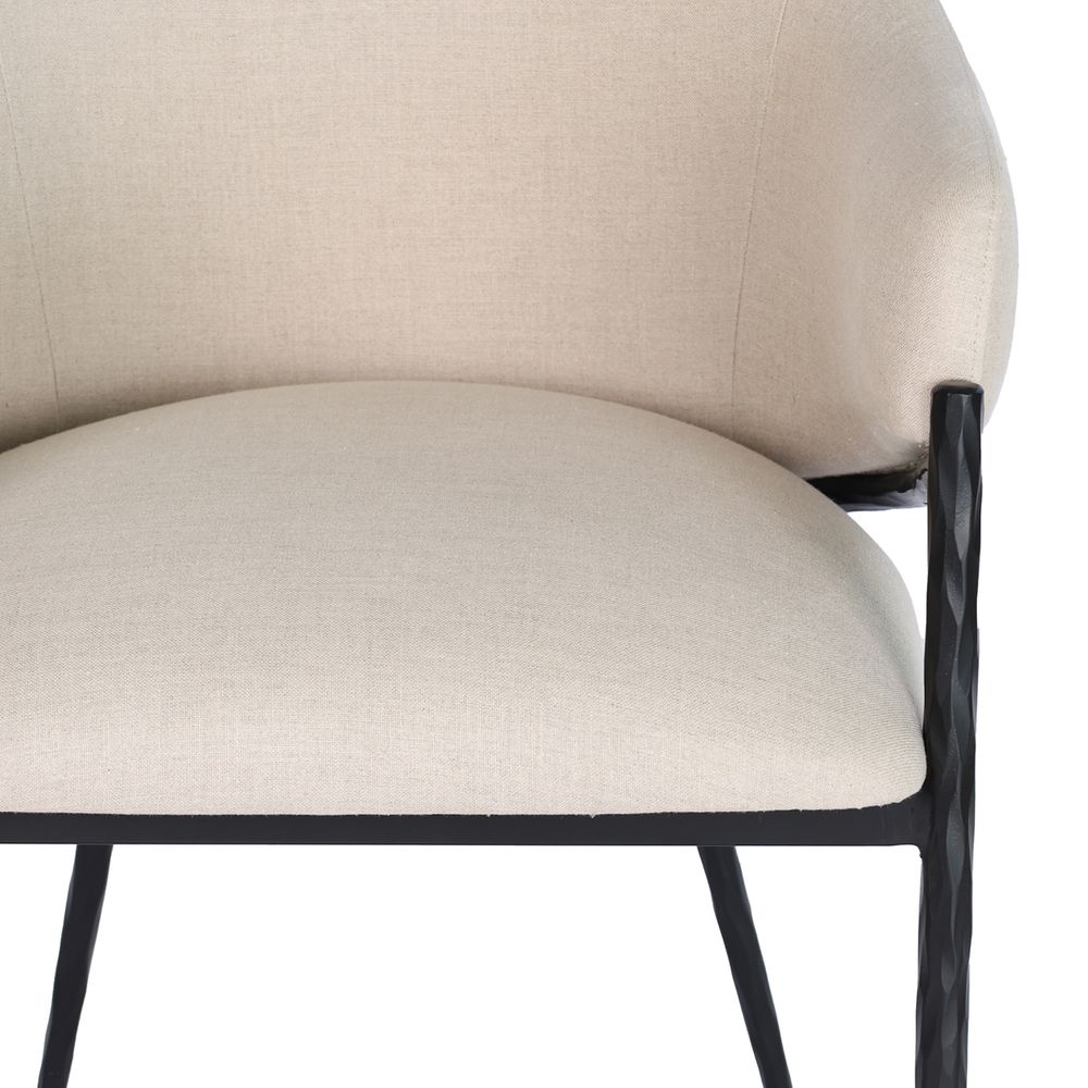 Heston Black Dining Chair with Arms - Natural Linen