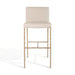 Heston Brass Bar Stool with Back - Natural Linen